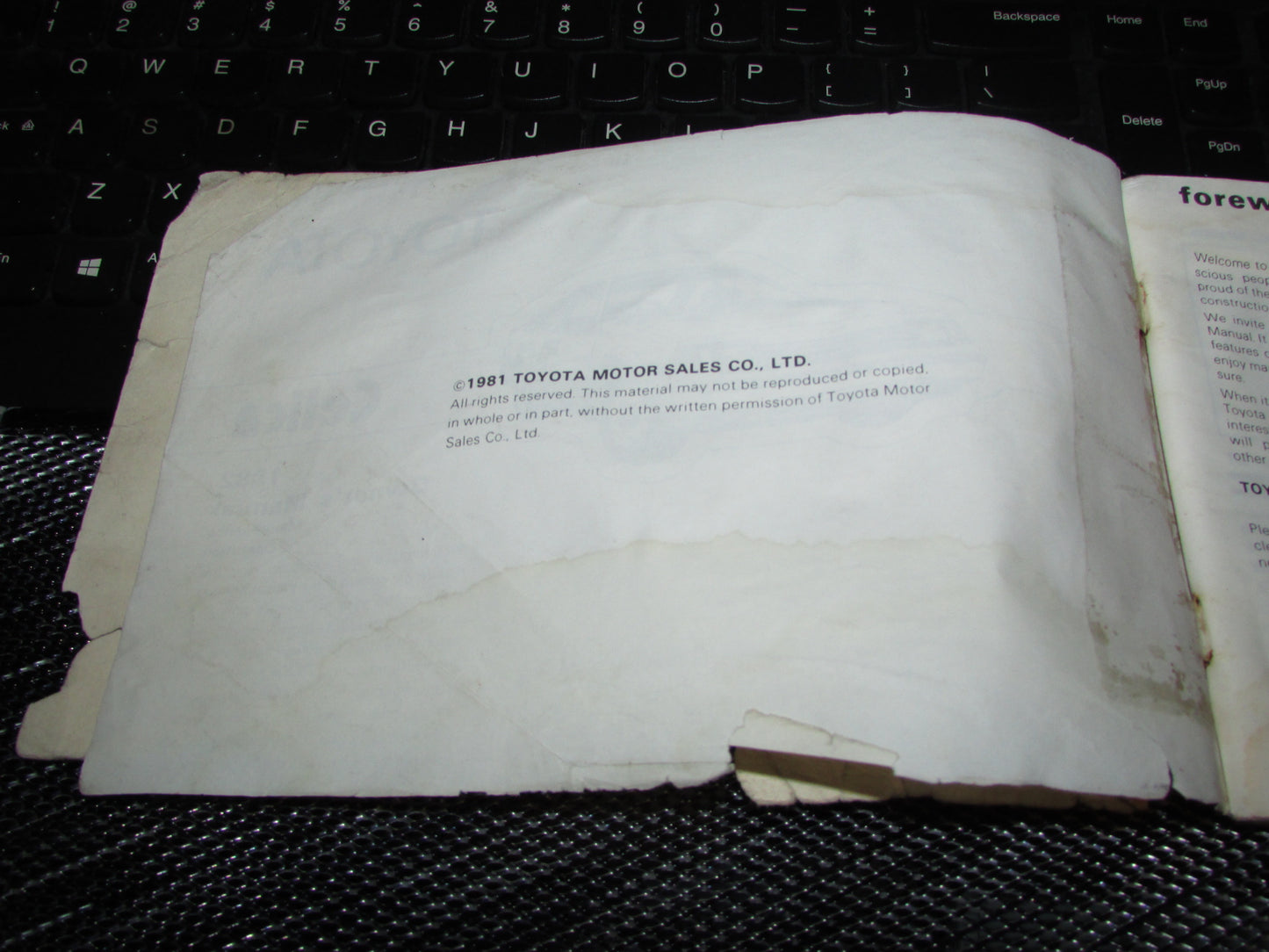 Toyota Celica (1982) Owners Manual