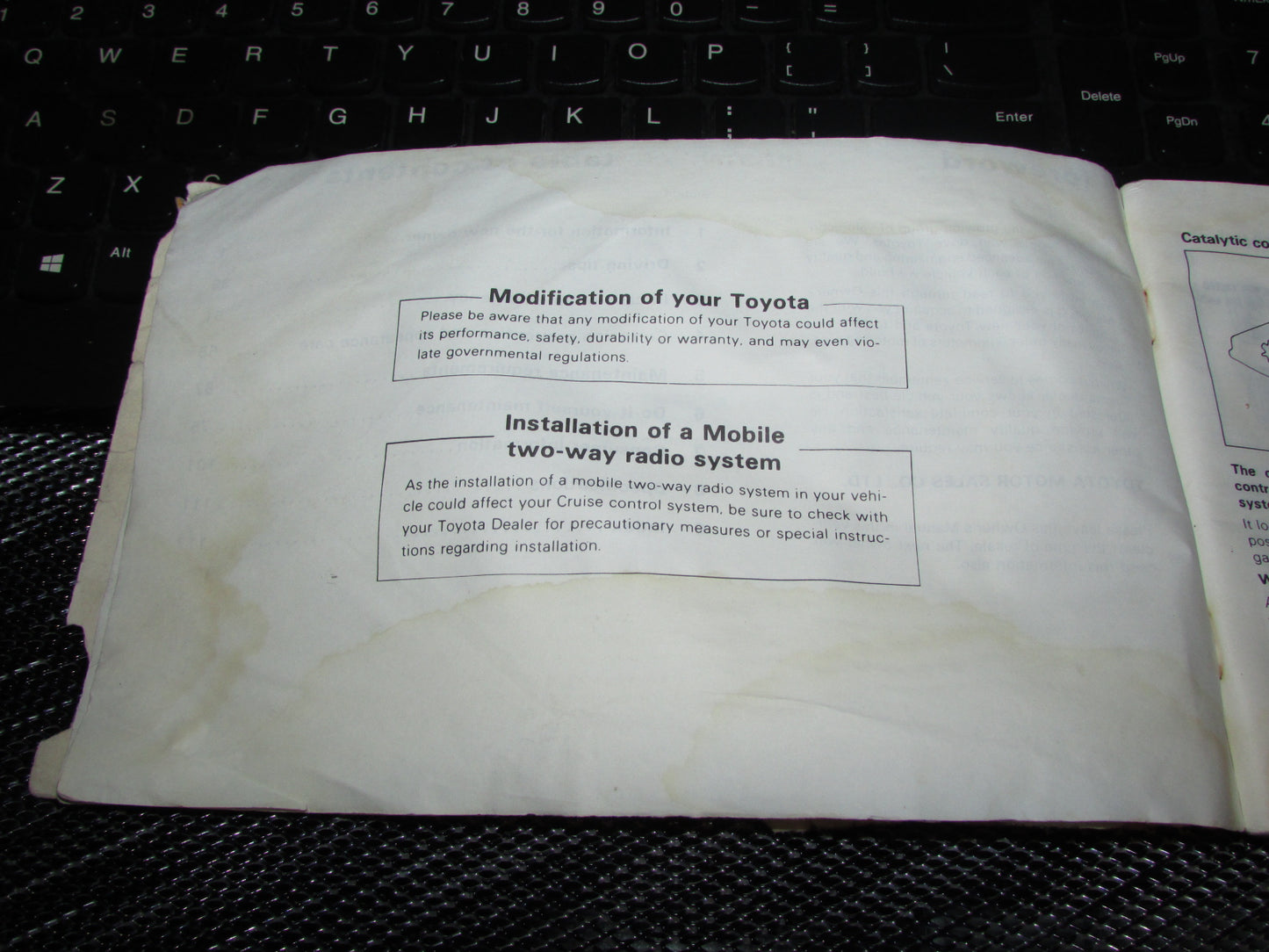 Toyota Celica (1982) Owners Manual