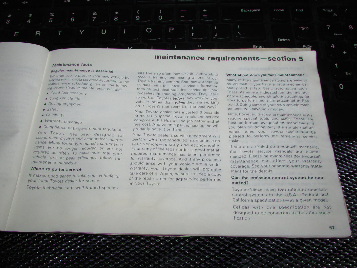 Toyota Celica (1982) Owners Manual