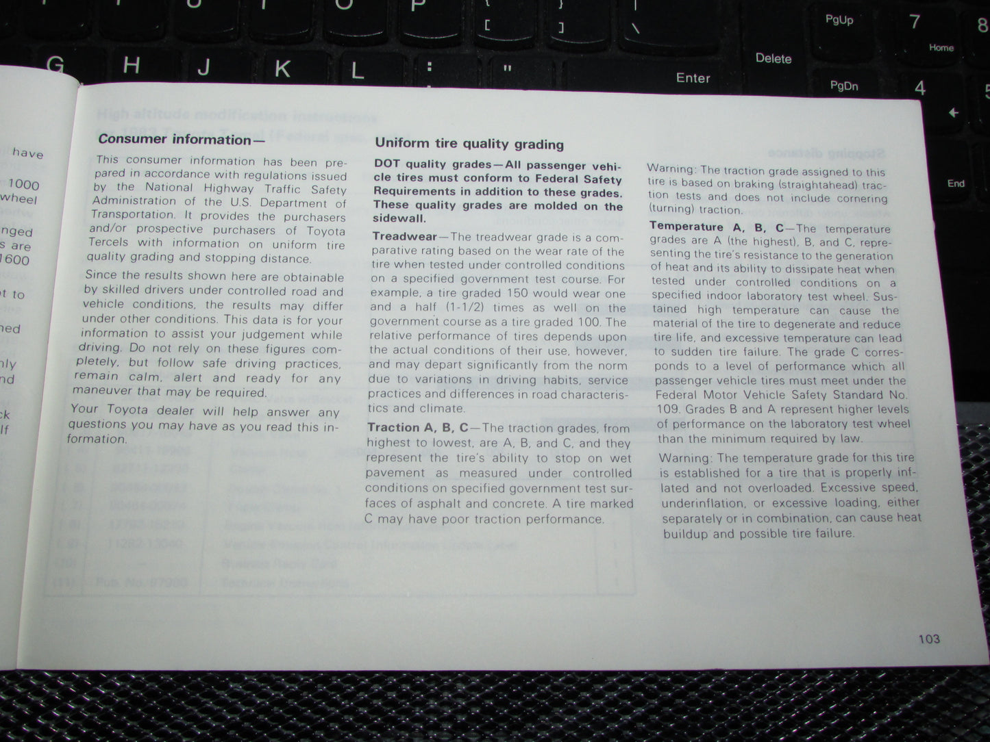 Toyota Tercel (1983) Owners Manual