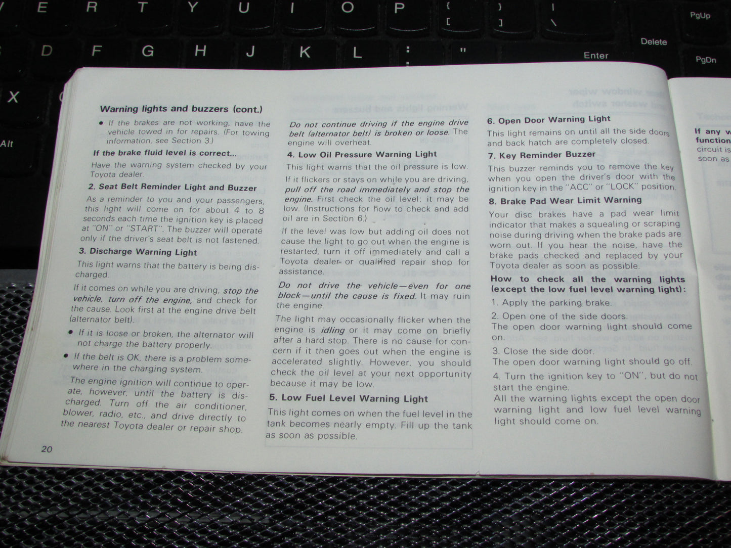 Toyota Tercel (1983) Owners Manual