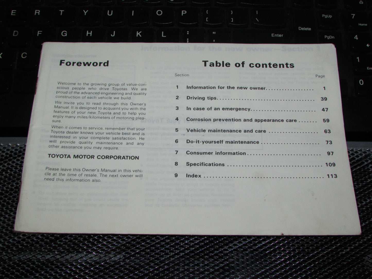 Toyota Tercel (1983) Owners Manual