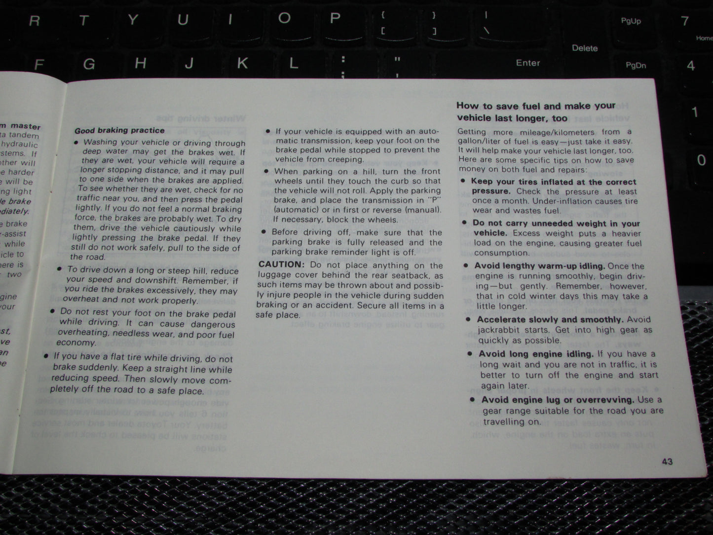 Toyota Tercel (1983) Owners Manual