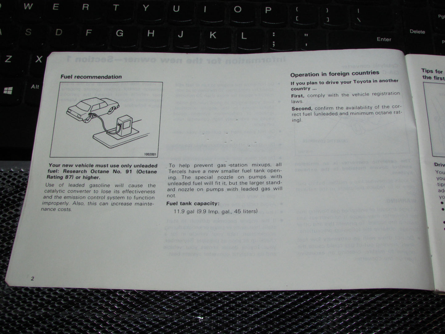 Toyota Tercel (1983) Owners Manual