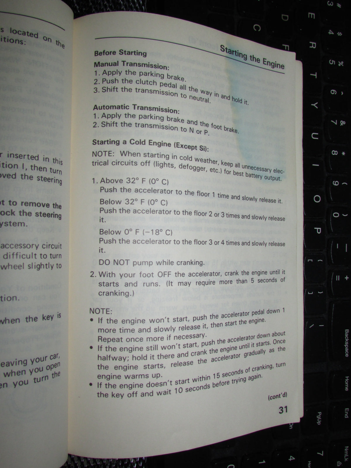 Honda Civic (1986) Owners Manual
