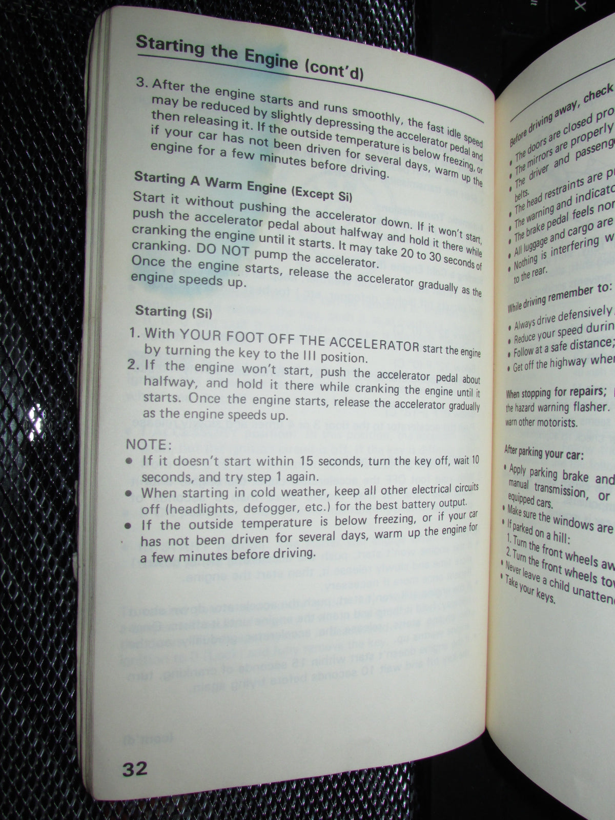 Honda Civic (1986) Owners Manual
