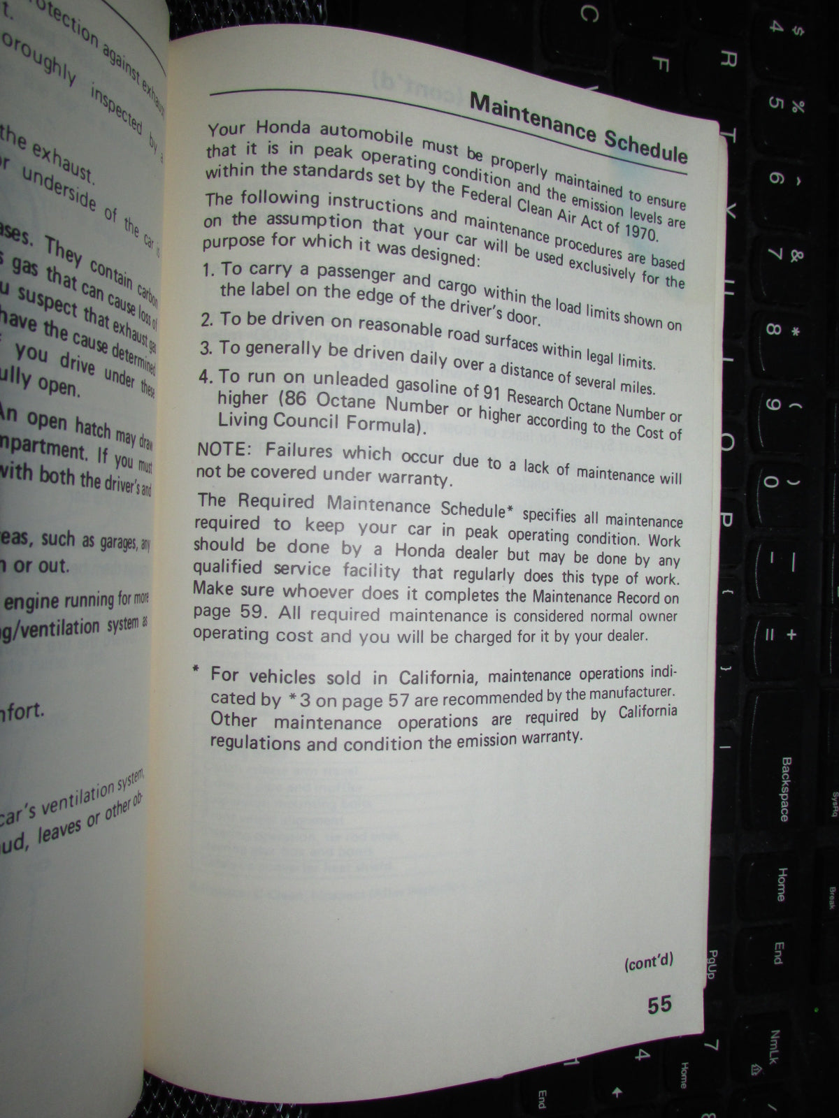 Honda Civic (1986) Owners Manual