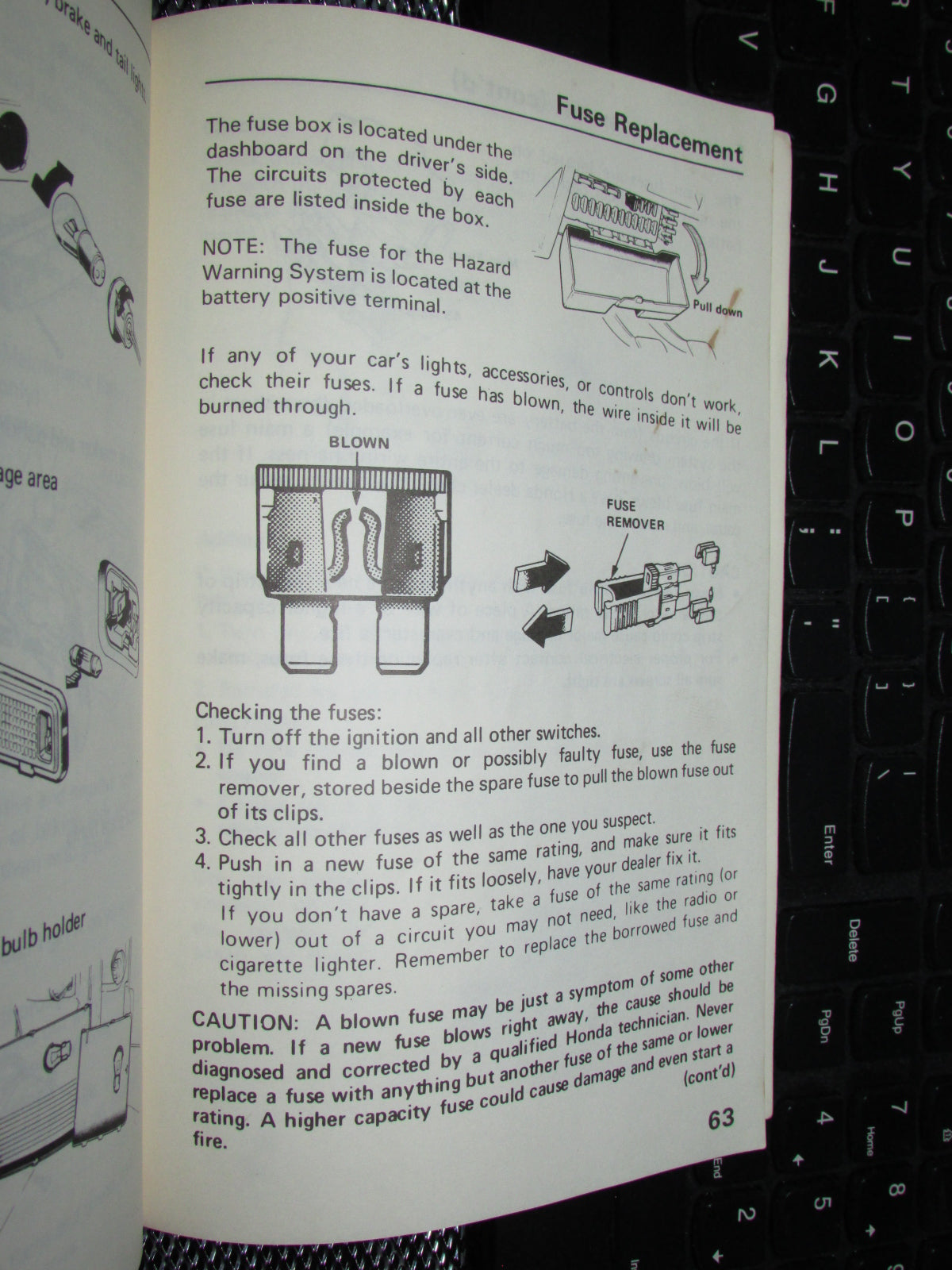 Honda Civic (1986) Owners Manual