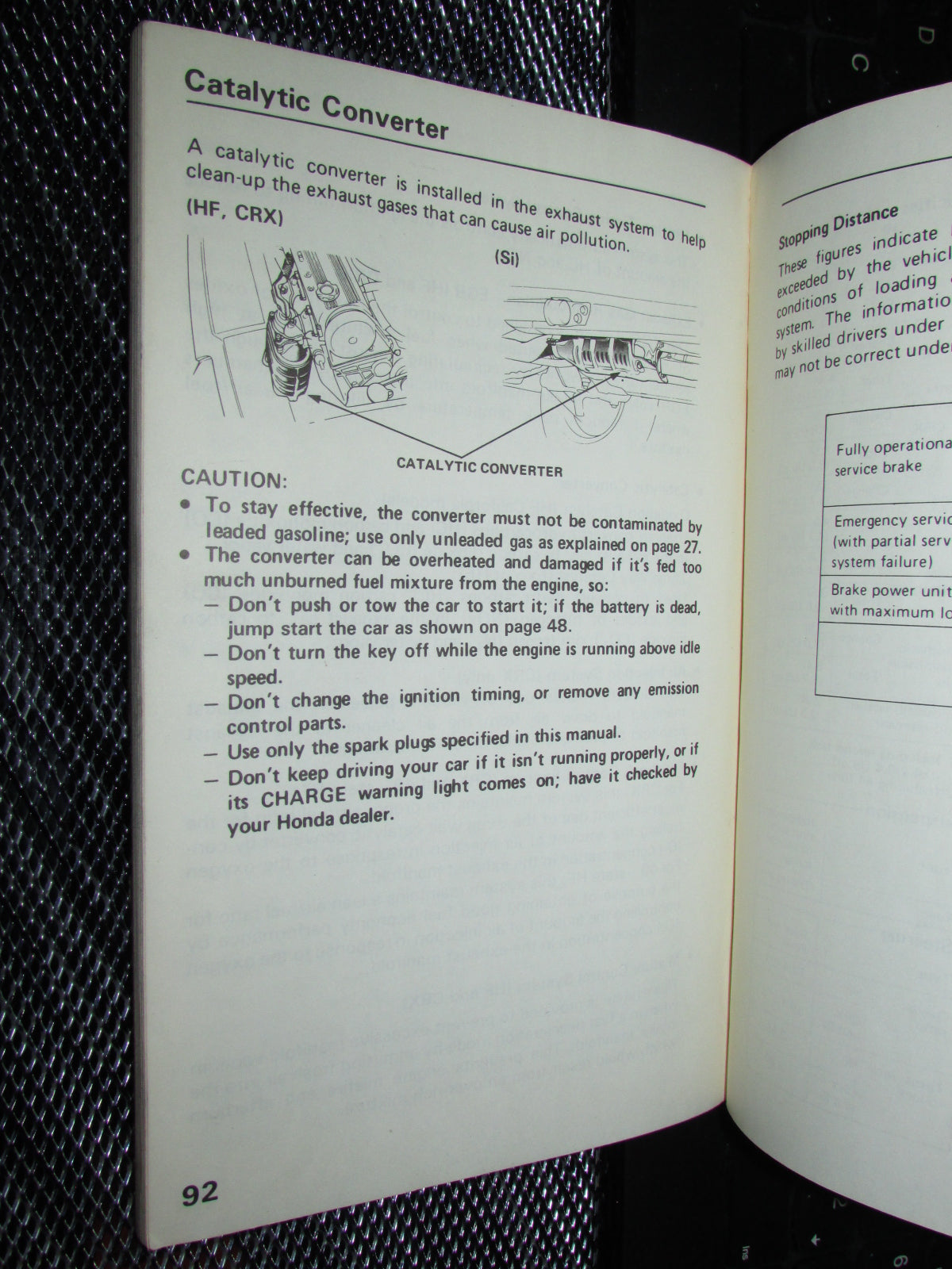 Honda Civic (1986) Owners Manual