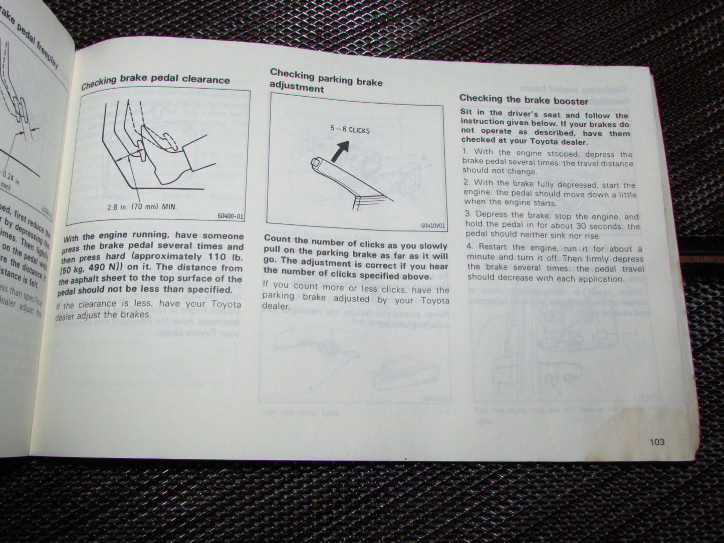Toyota MR2 (1986) Owners Manual
