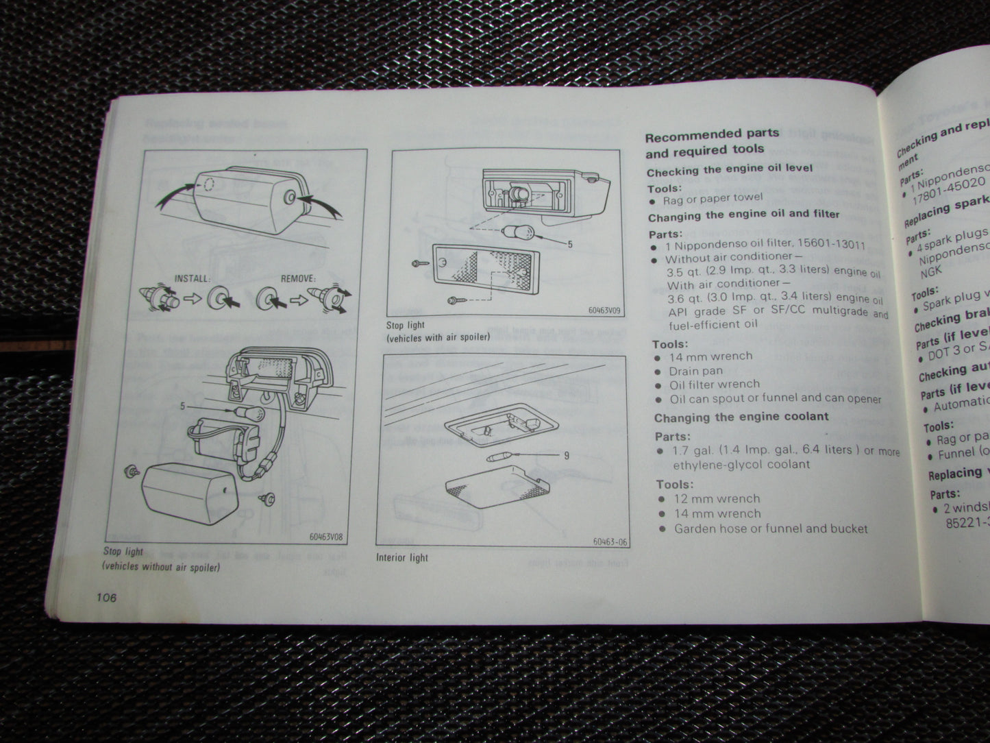 Toyota MR2 (1986) Owners Manual
