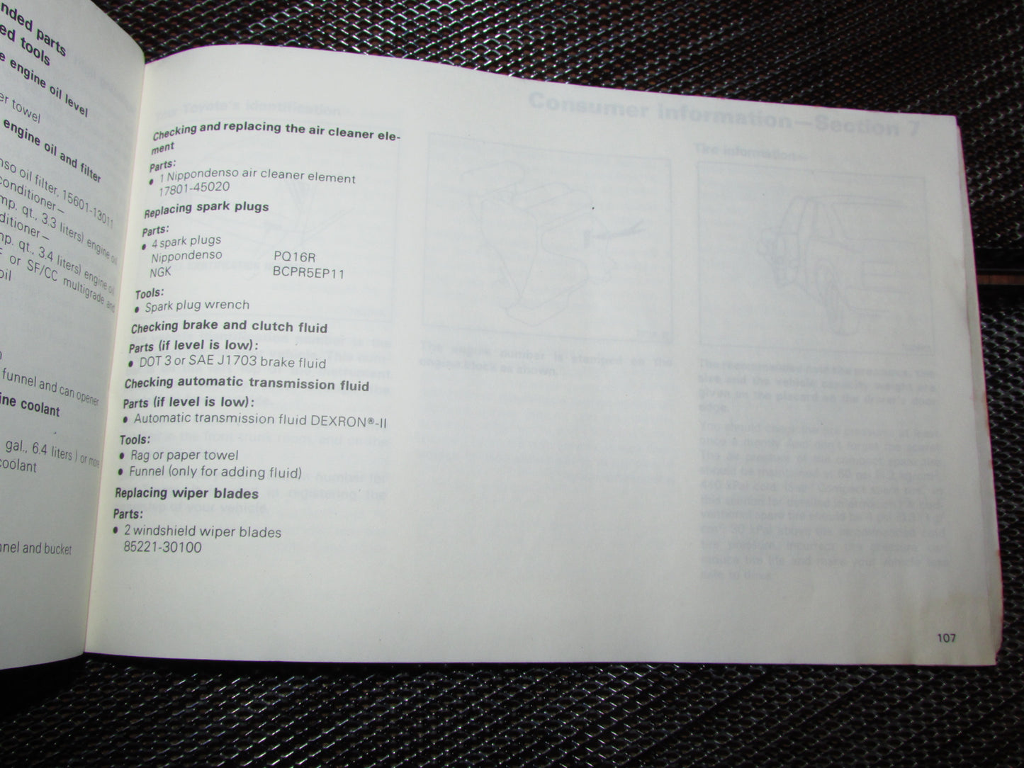 Toyota MR2 (1986) Owners Manual