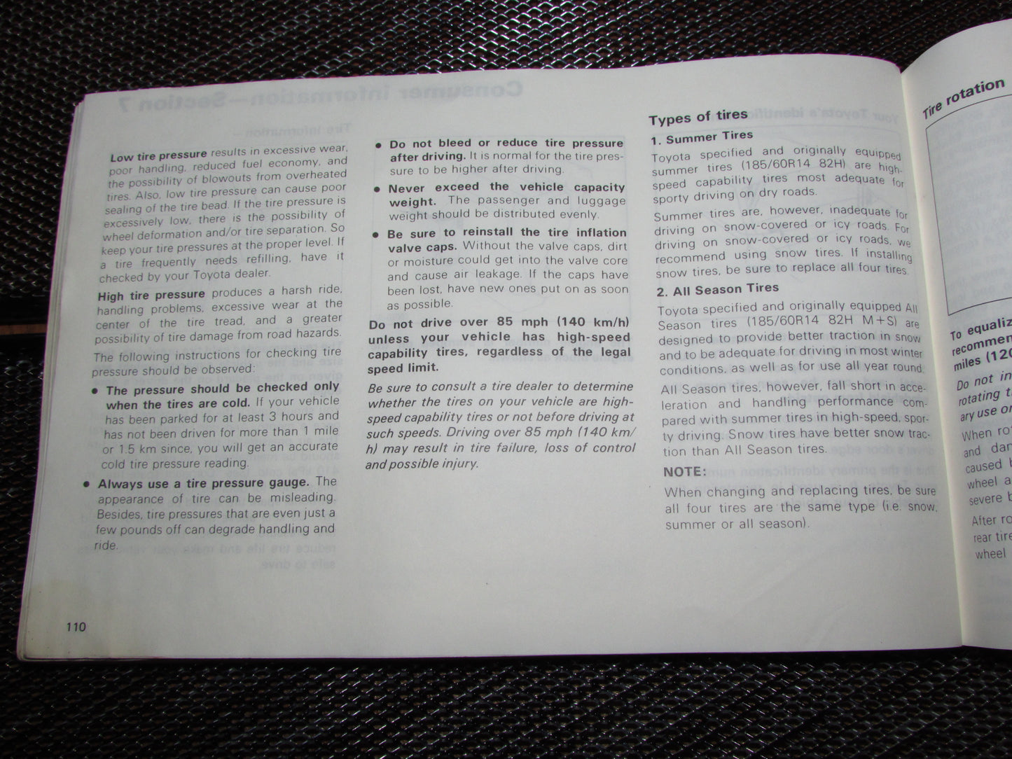 Toyota MR2 (1986) Owners Manual