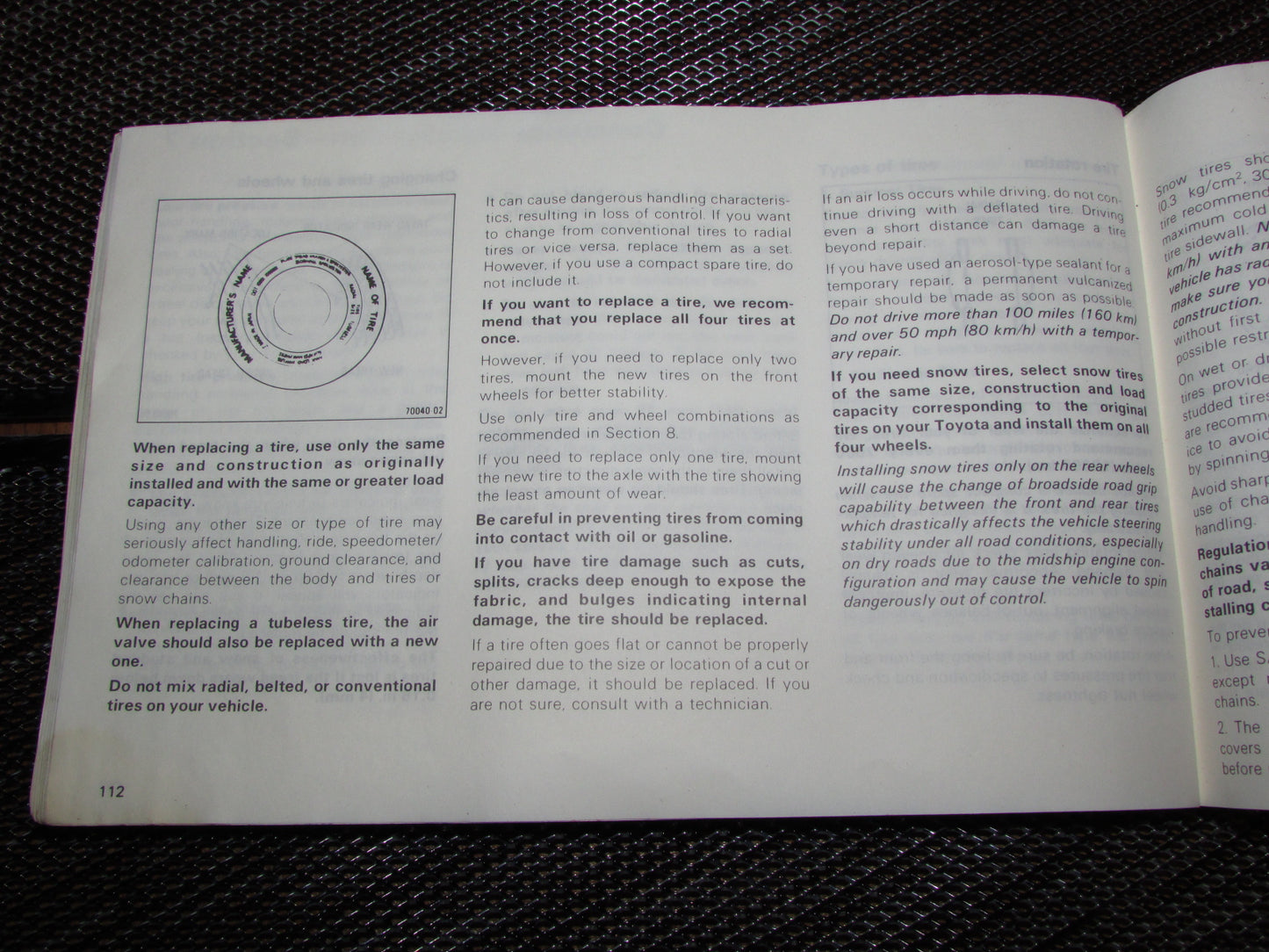 Toyota MR2 (1986) Owners Manual