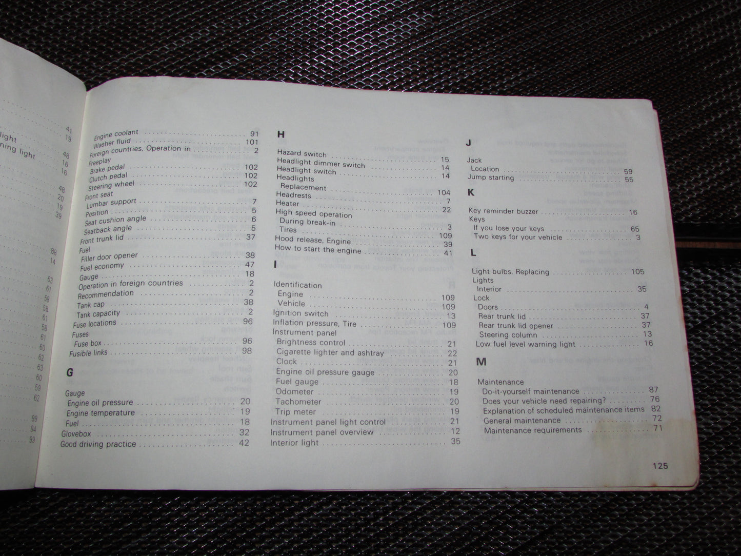 Toyota MR2 (1986) Owners Manual