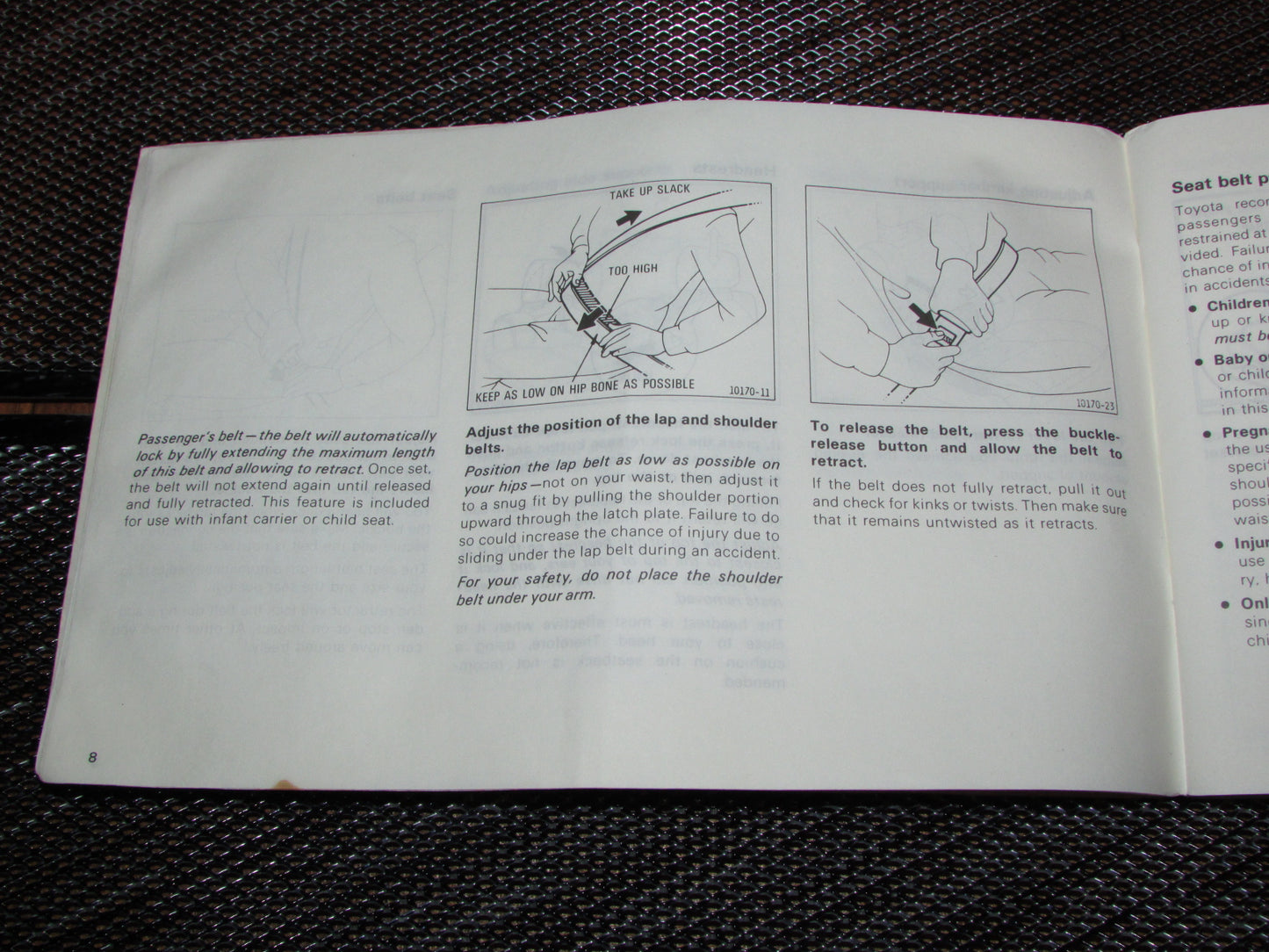 Toyota MR2 (1986) Owners Manual