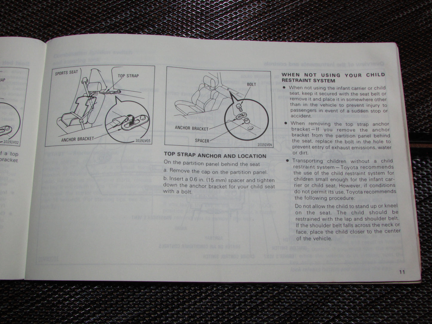 Toyota MR2 (1986) Owners Manual