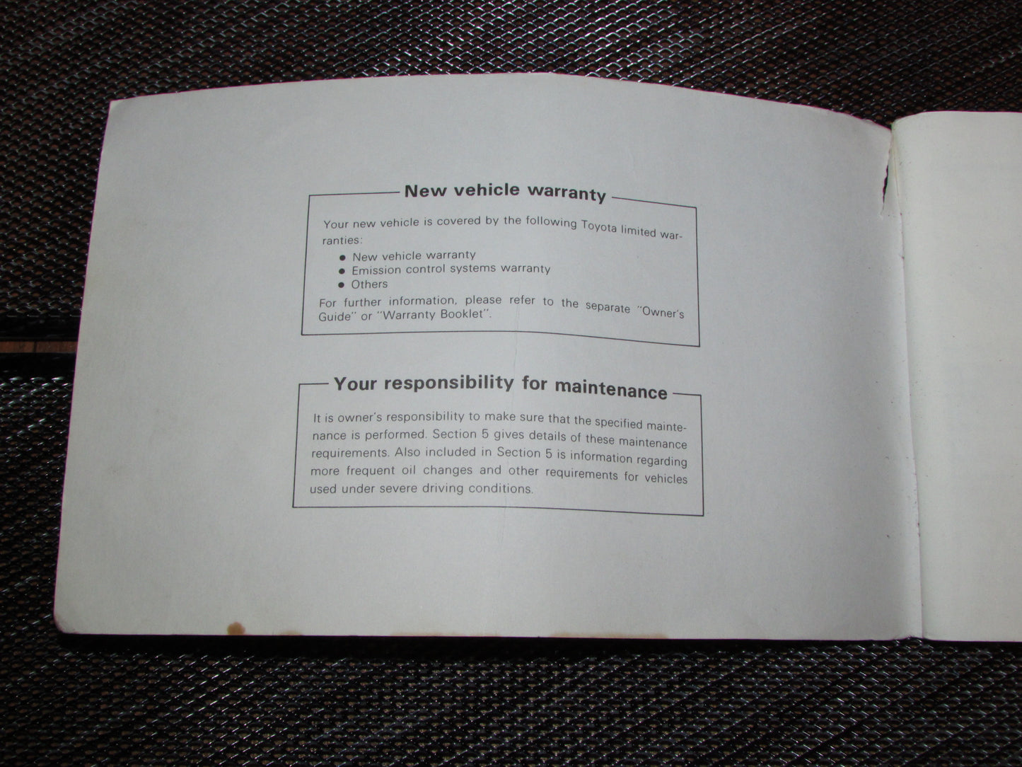 Toyota MR2 (1986) Owners Manual