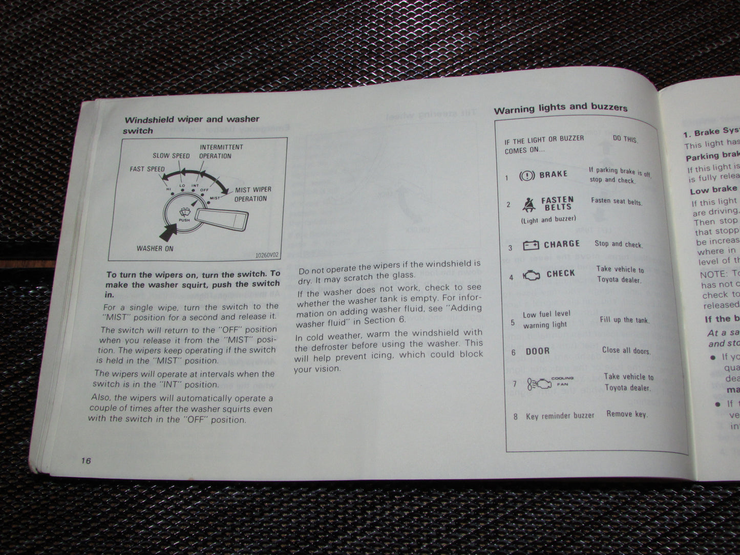 Toyota MR2 (1986) Owners Manual