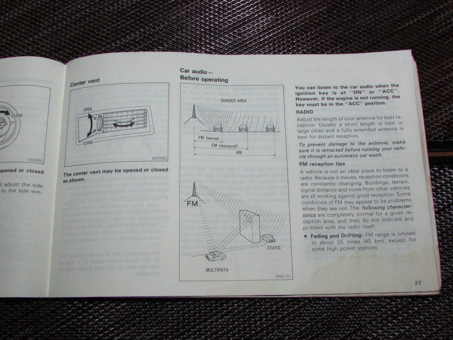 Toyota MR2 (1986) Owners Manual