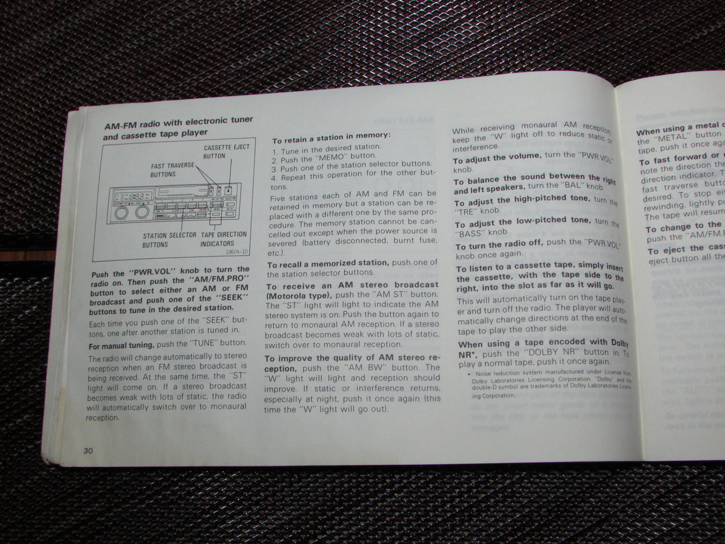 Toyota MR2 (1986) Owners Manual