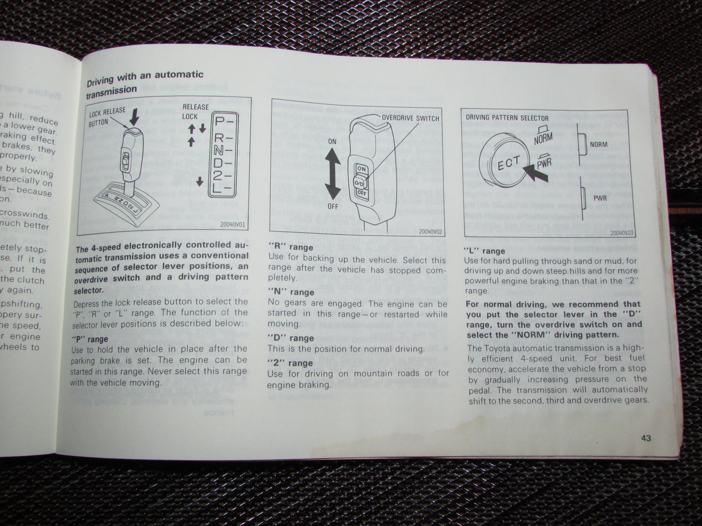 Toyota MR2 (1986) Owners Manual