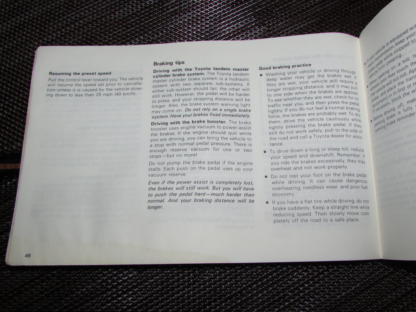 Toyota MR2 (1986) Owners Manual