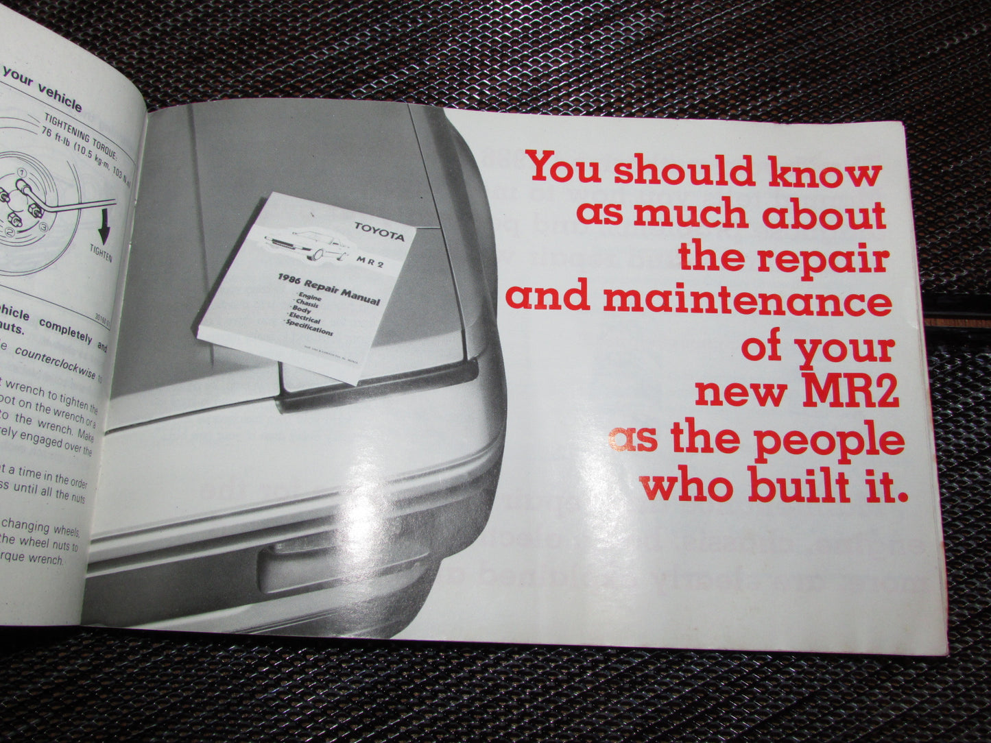 Toyota MR2 (1986) Owners Manual