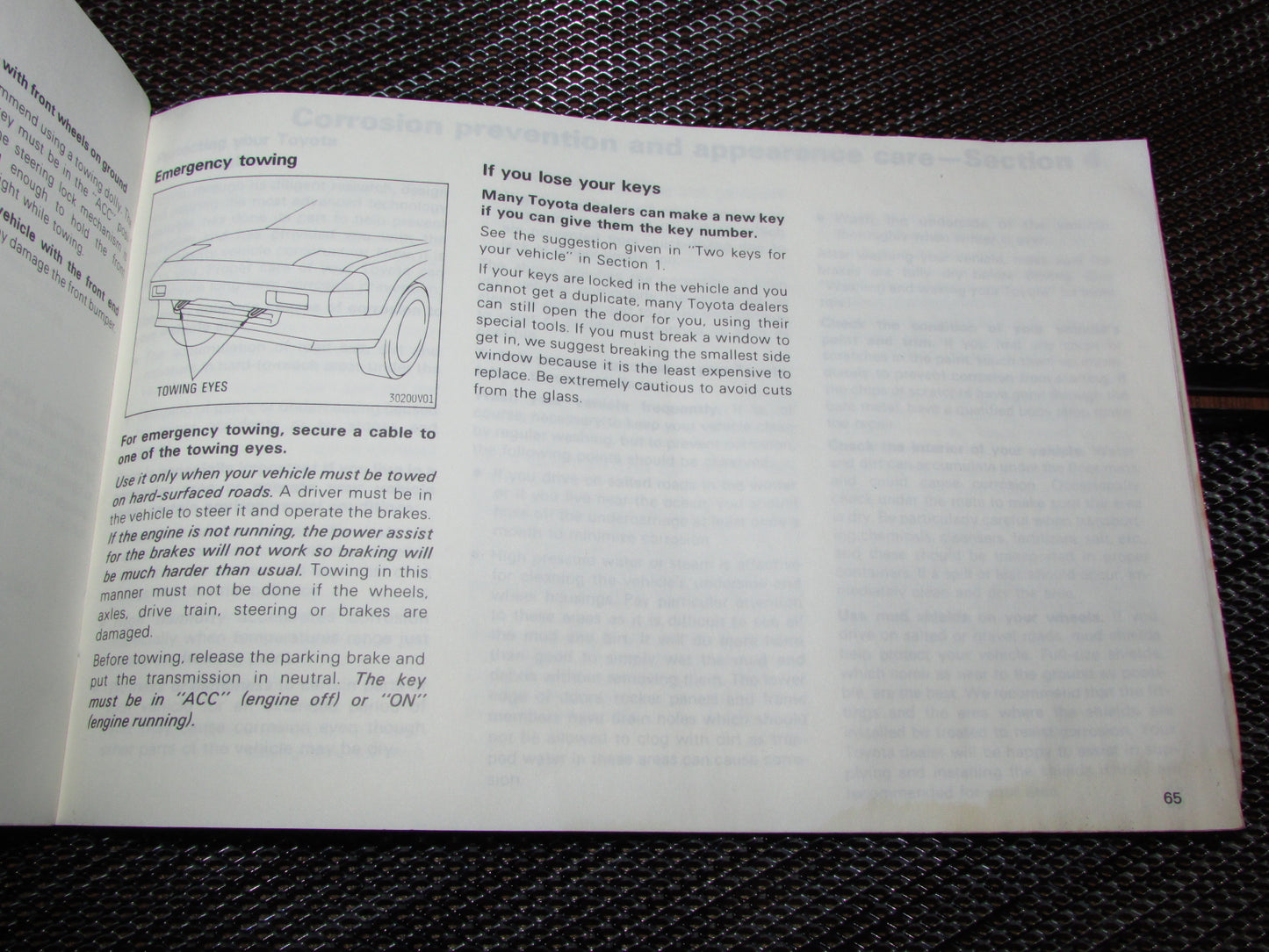 Toyota MR2 (1986) Owners Manual