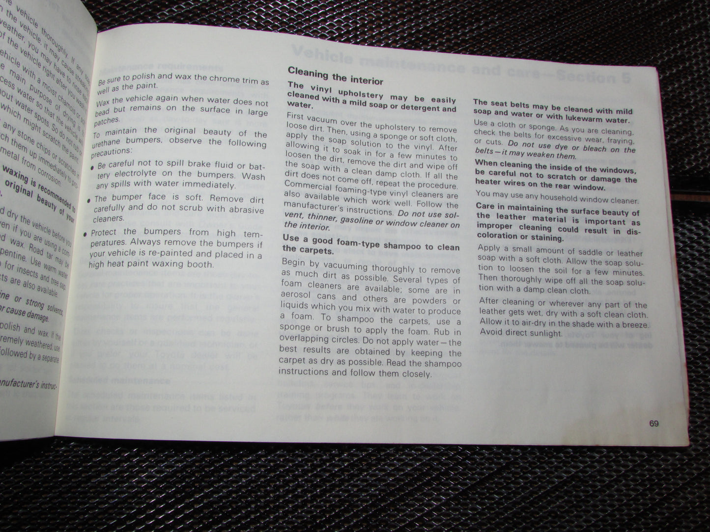 Toyota MR2 (1986) Owners Manual