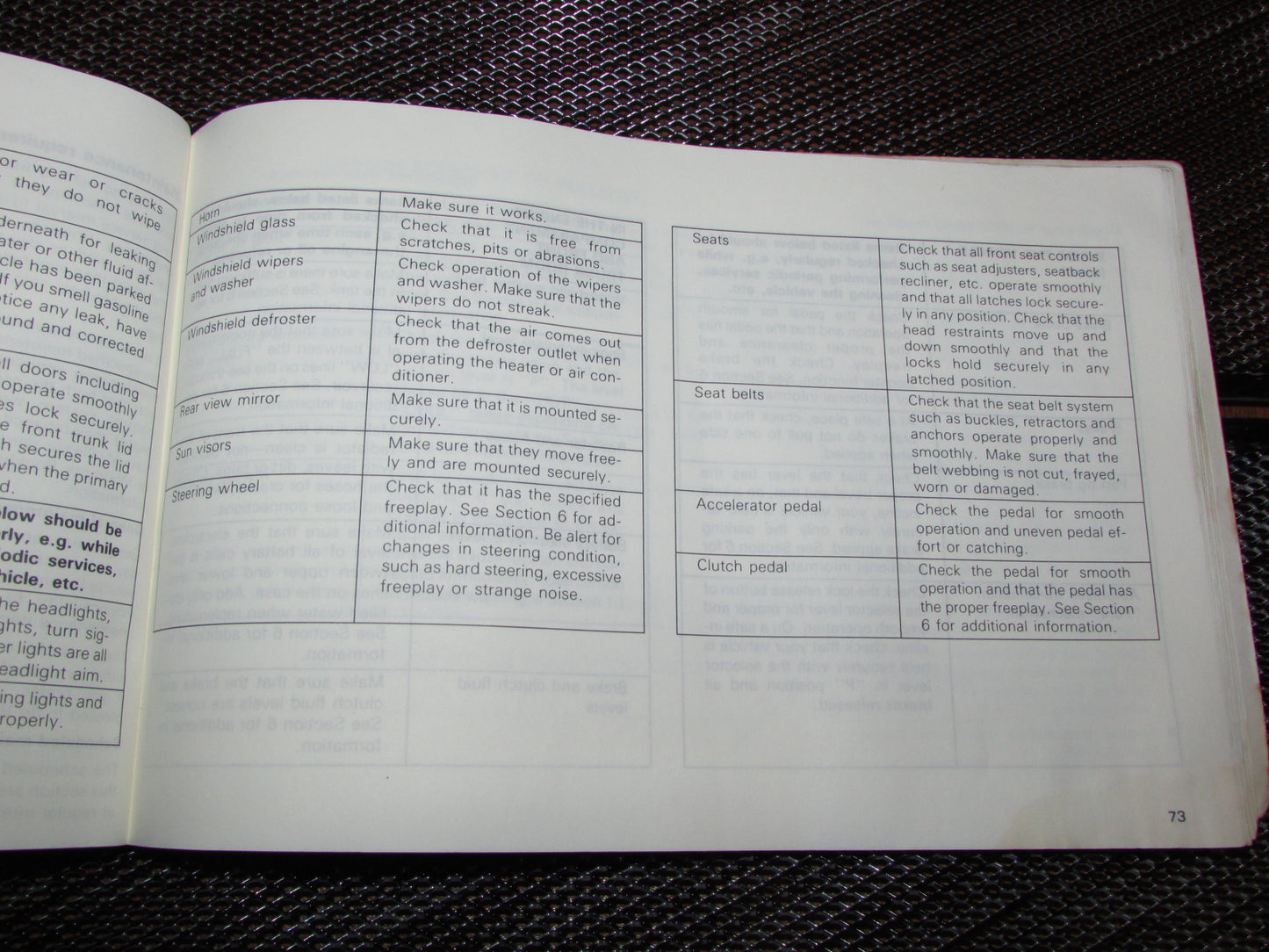 Toyota MR2 (1986) Owners Manual