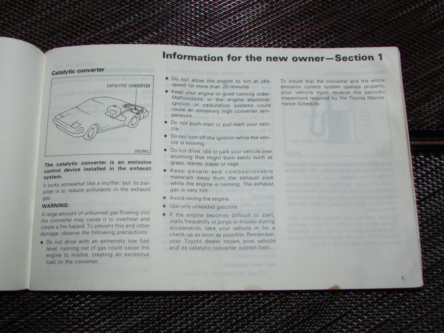 Toyota MR2 (1986) Owners Manual