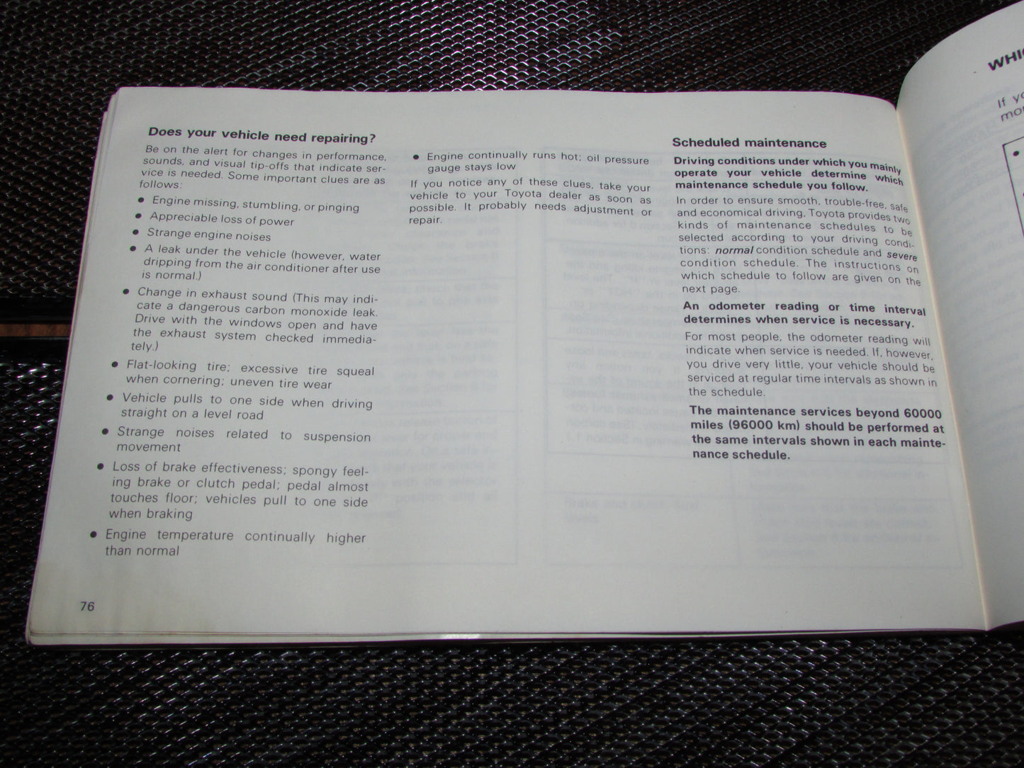 Toyota MR2 (1986) Owners Manual