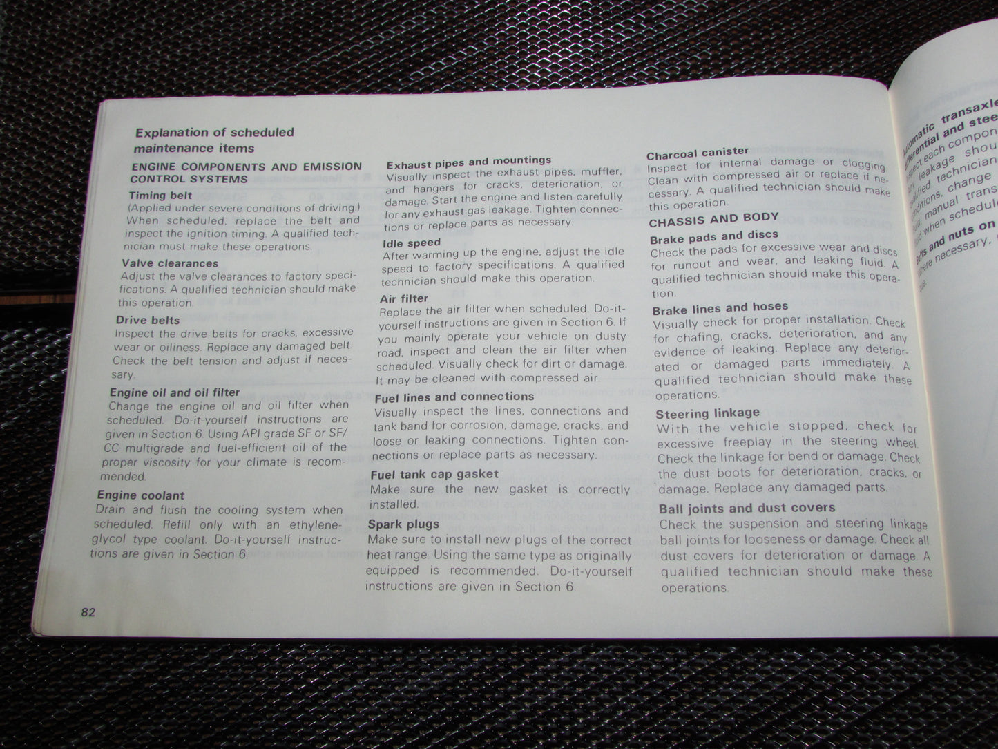 Toyota MR2 (1986) Owners Manual