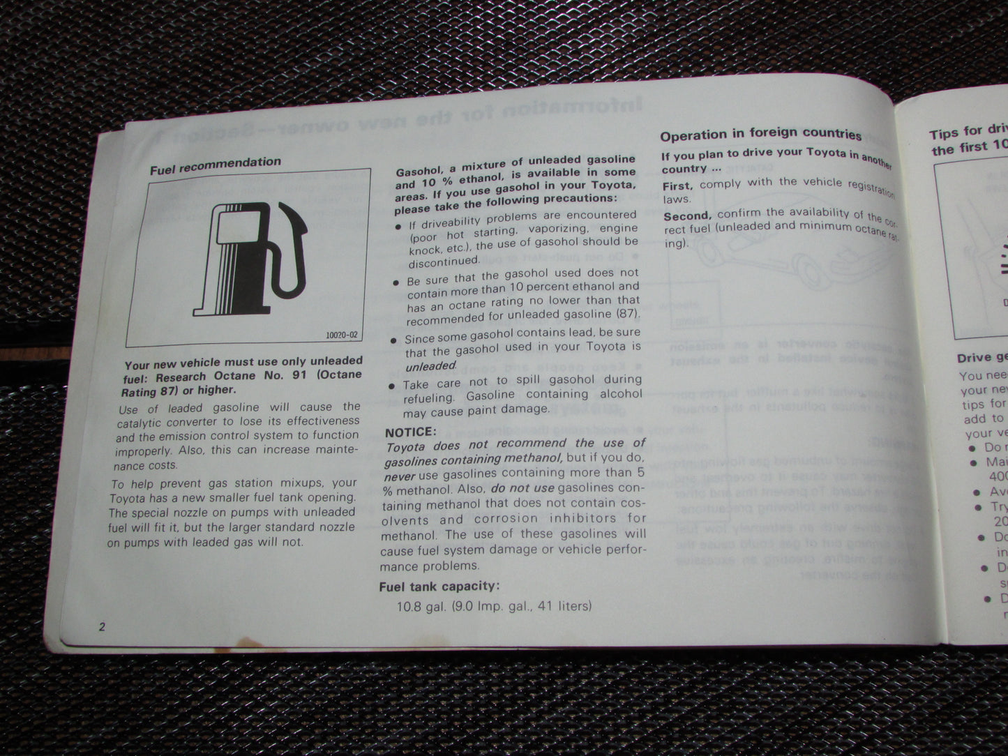 Toyota MR2 (1986) Owners Manual