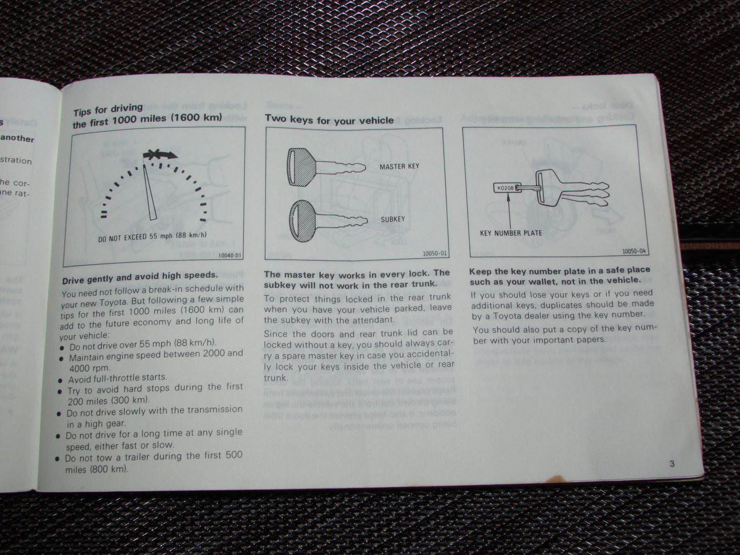 Toyota MR2 (1986) Owners Manual