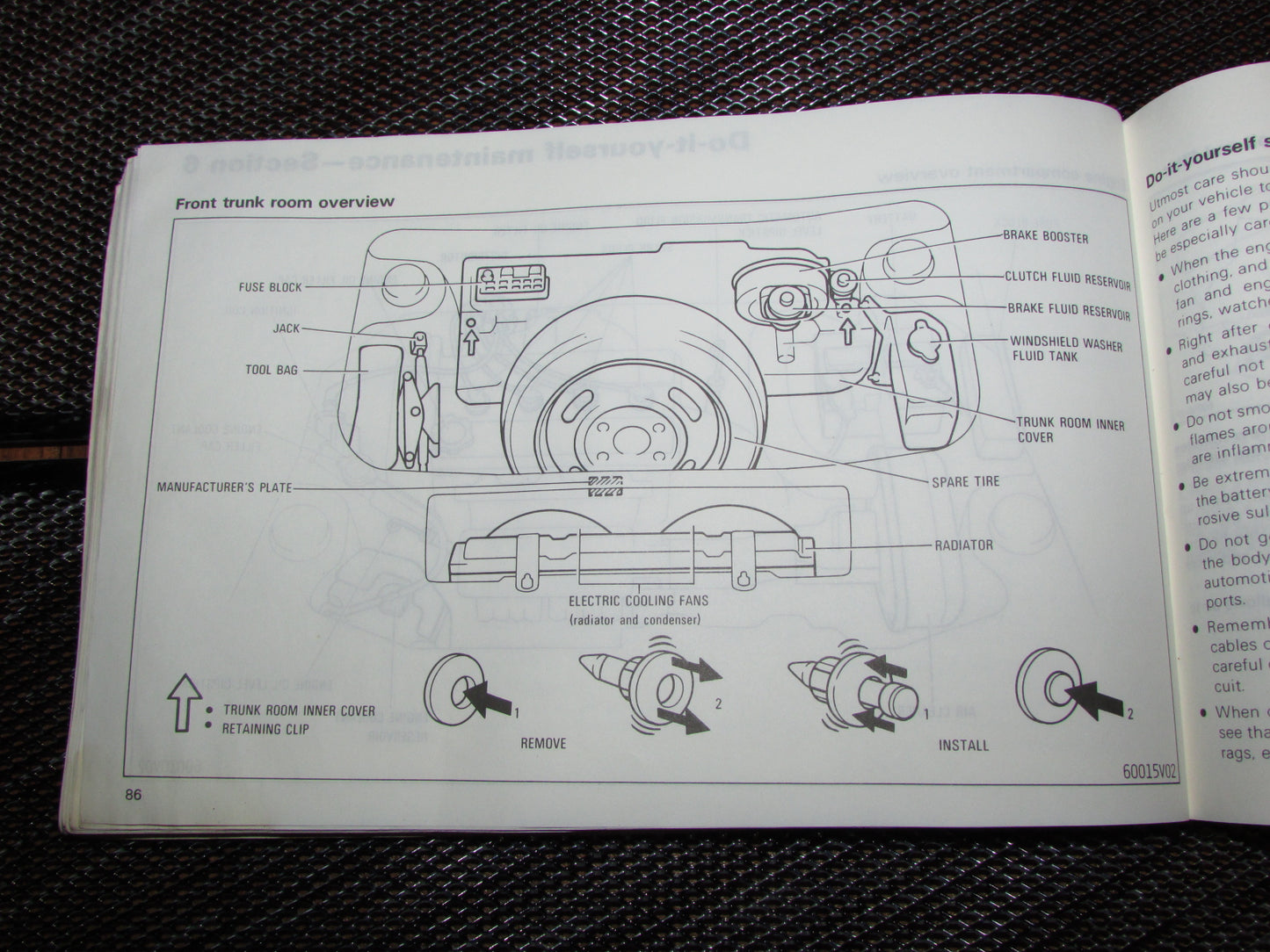 Toyota MR2 (1986) Owners Manual
