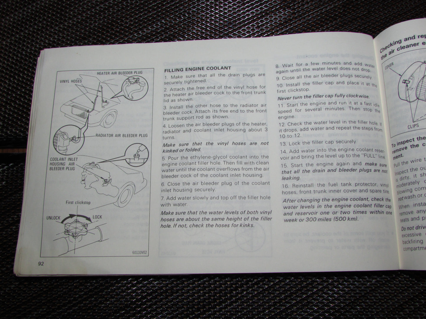 Toyota MR2 (1986) Owners Manual