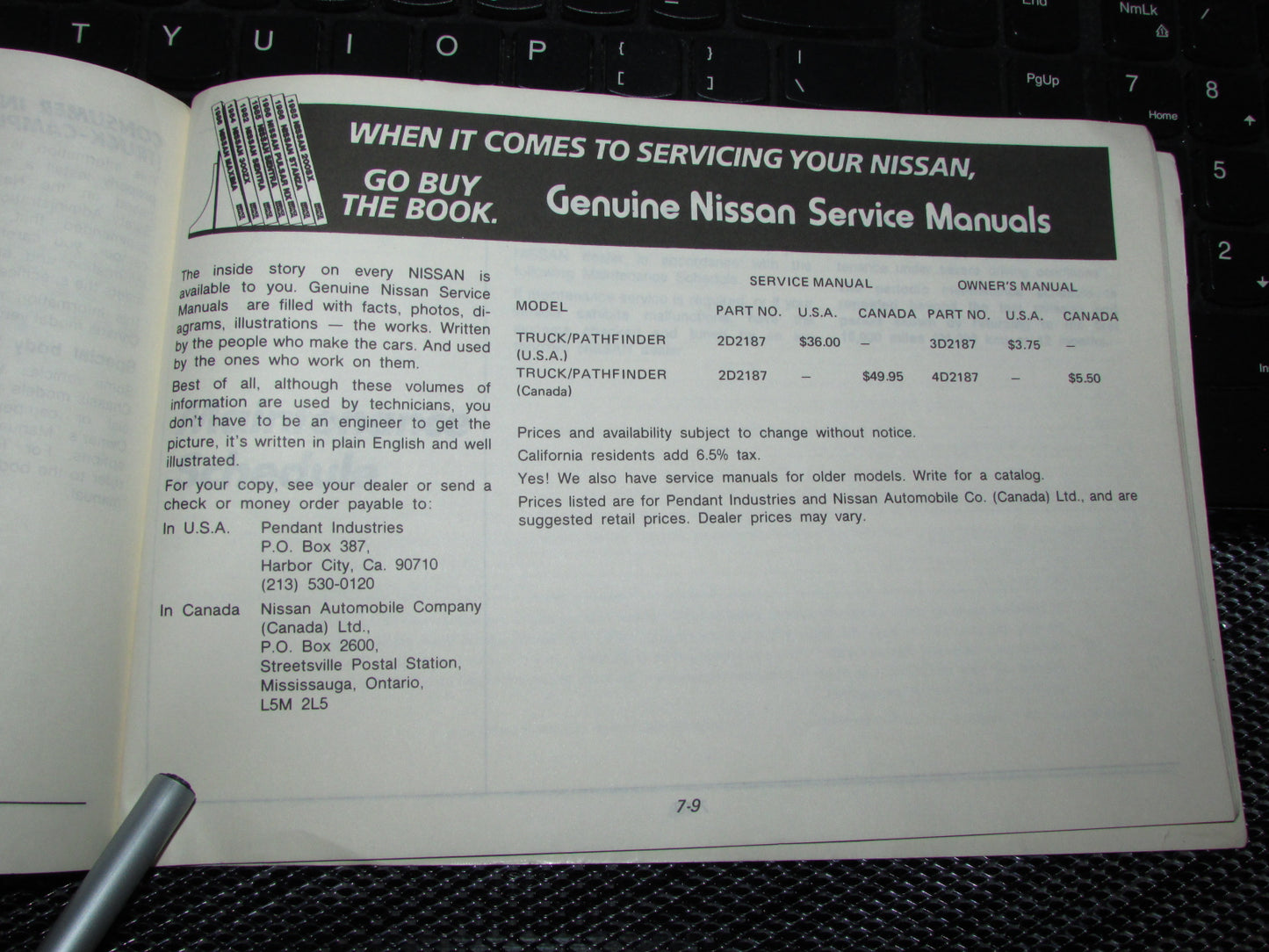 Nissan Pathfinder (1987) Owners Manual