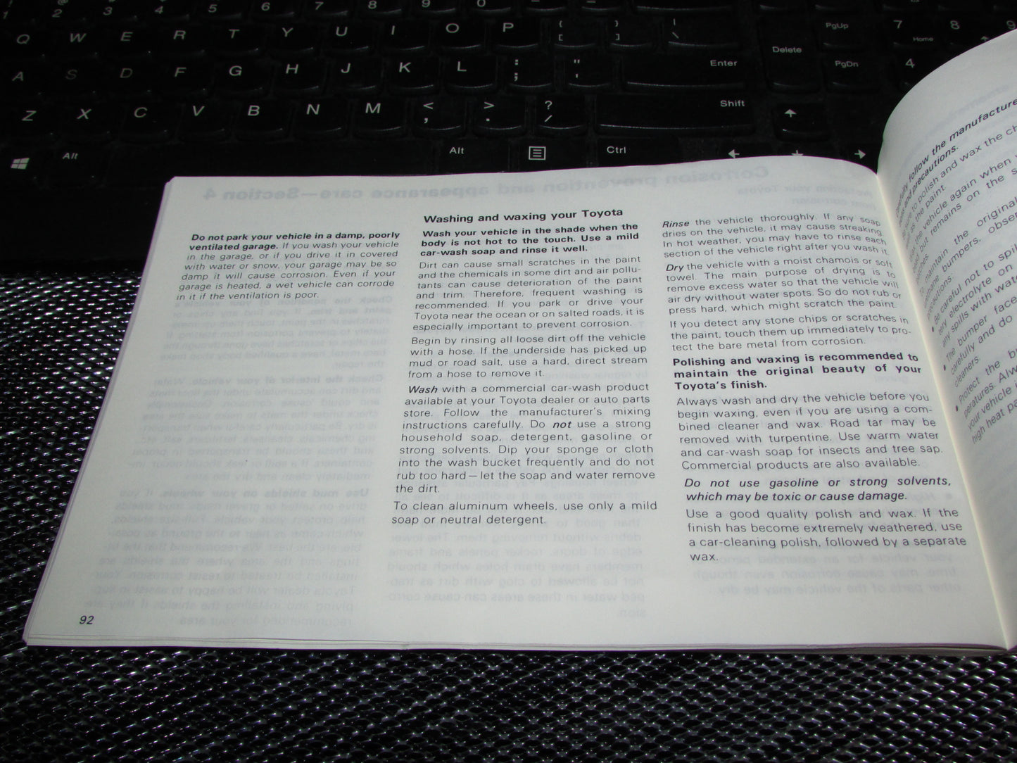 Toyota Camry (1987) Owners Manual