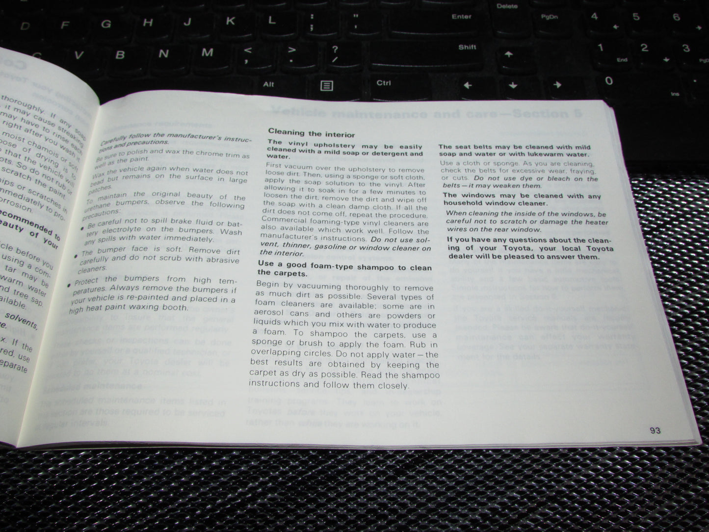 Toyota Camry (1987) Owners Manual