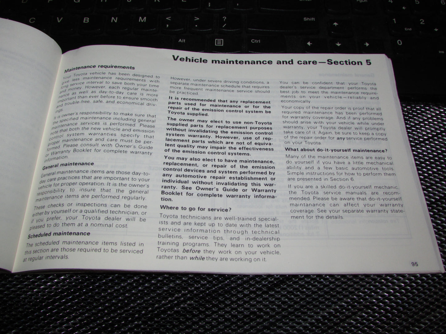 Toyota Camry (1987) Owners Manual