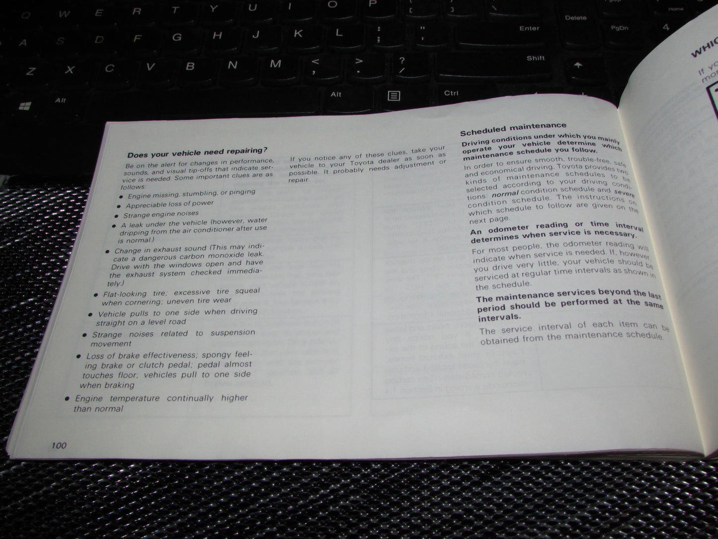 Toyota Camry (1987) Owners Manual