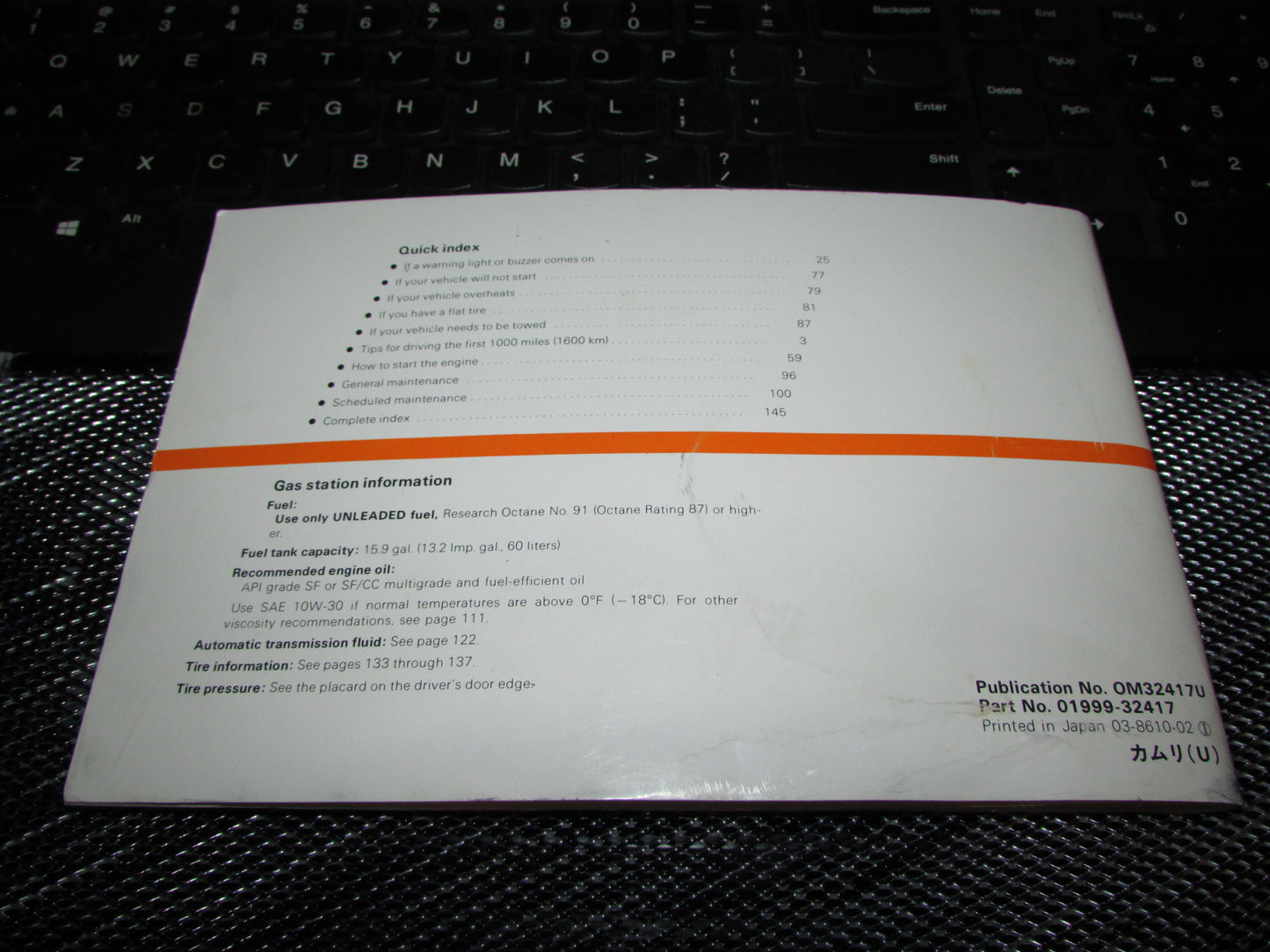 Toyota Camry (1987) Owners Manual