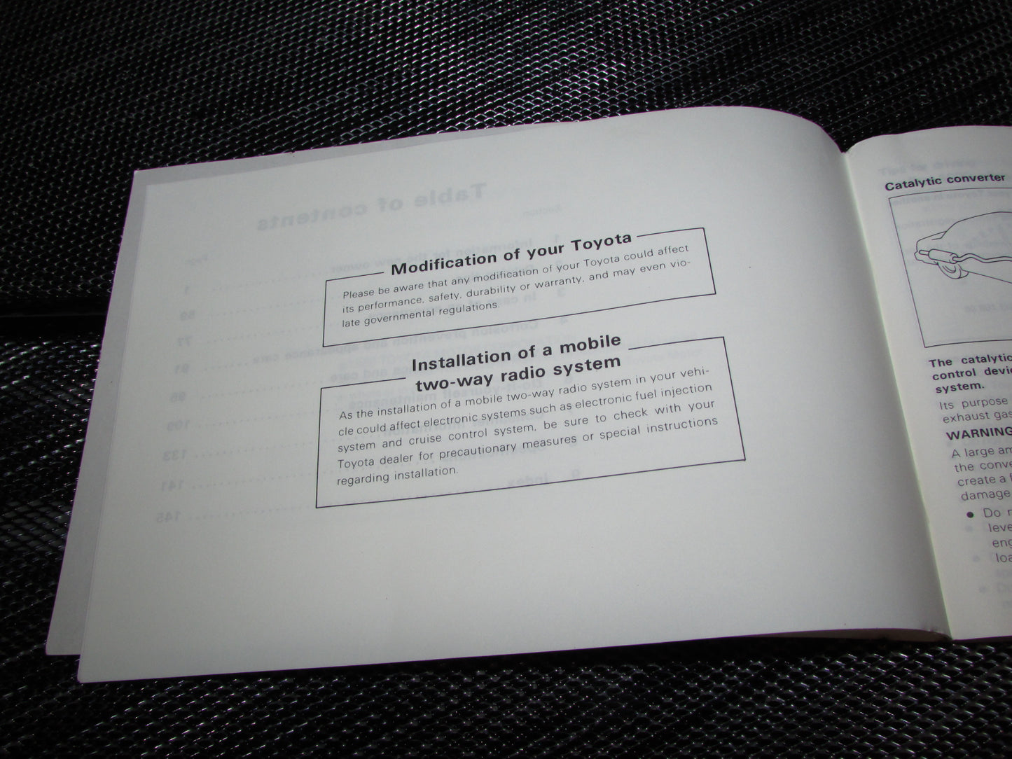 Toyota Camry (1987) Owners Manual