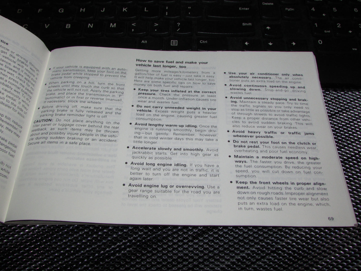Toyota Camry (1987) Owners Manual