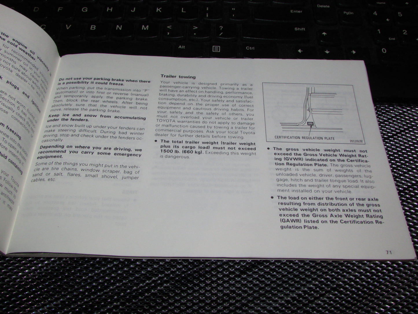 Toyota Camry (1987) Owners Manual