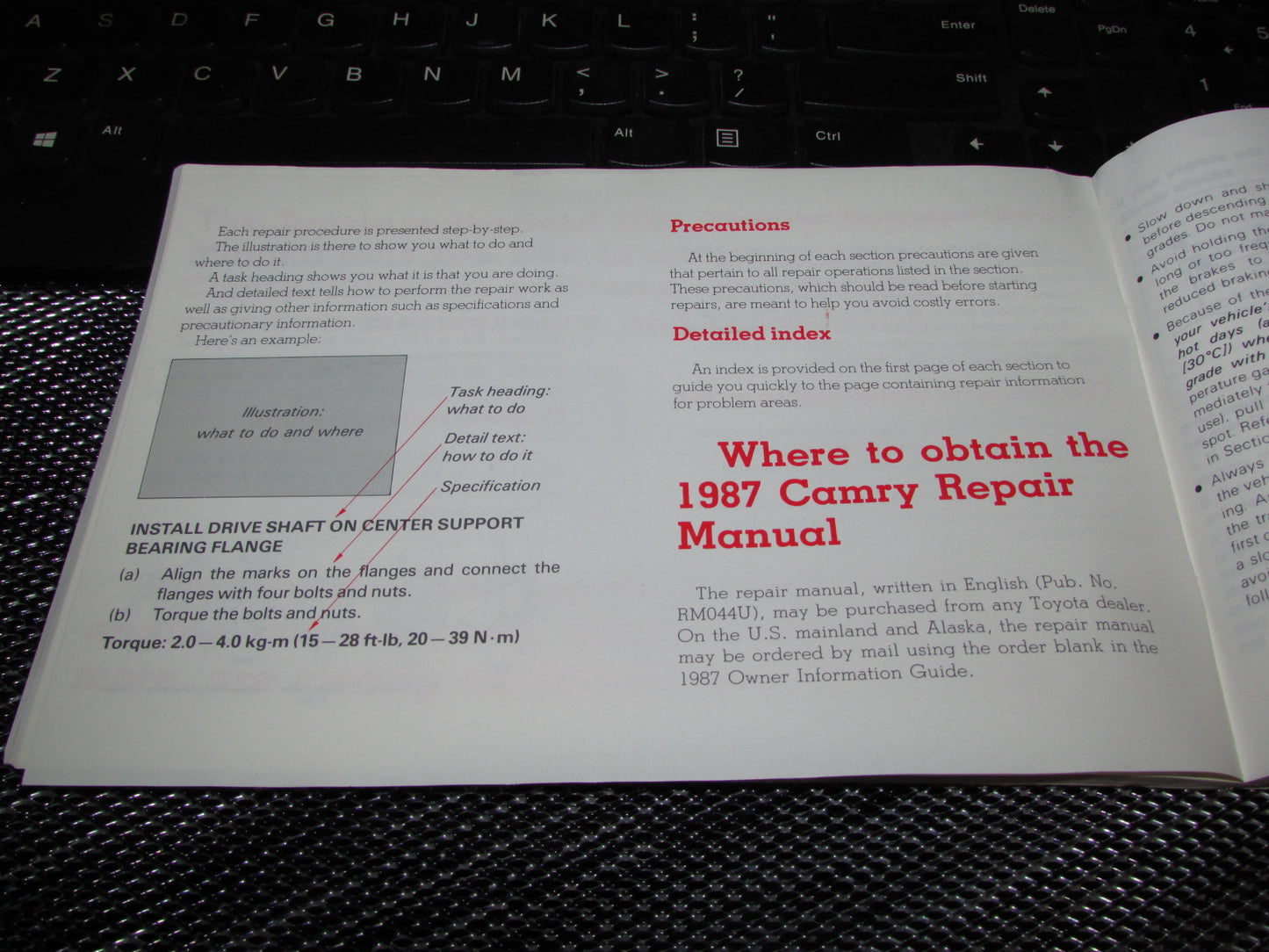 Toyota Camry (1987) Owners Manual