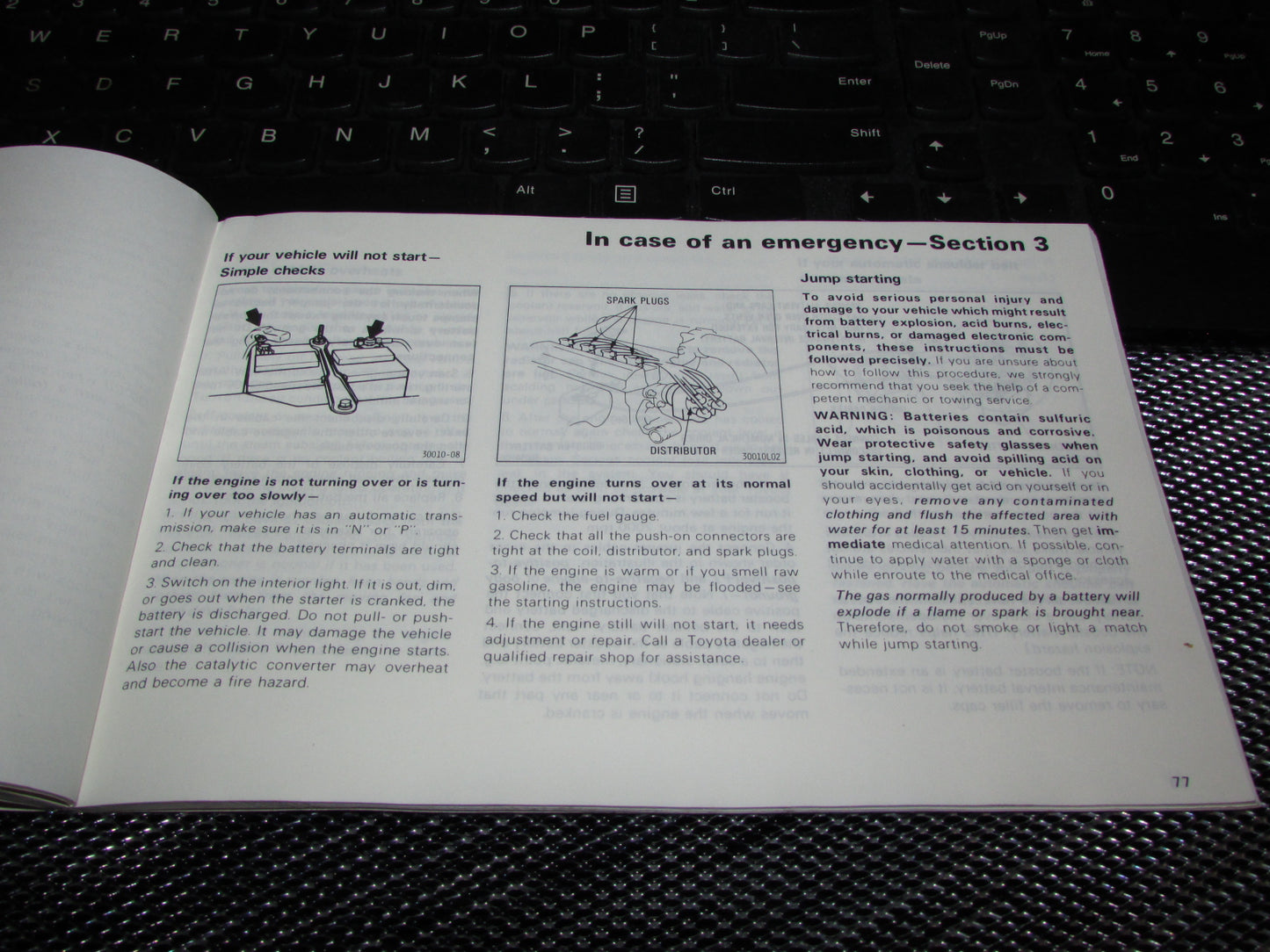 Toyota Camry (1987) Owners Manual