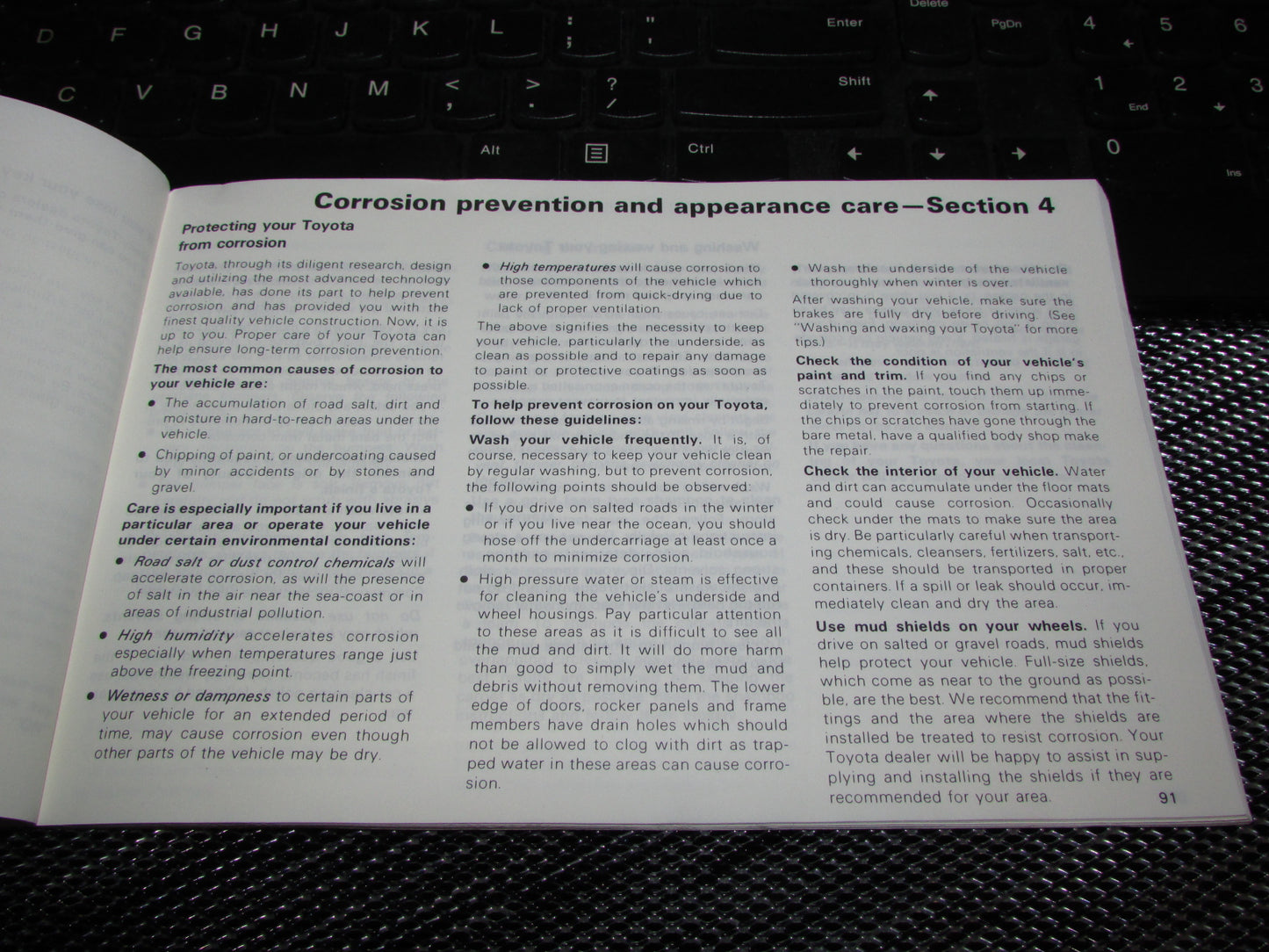 Toyota Camry (1987) Owners Manual
